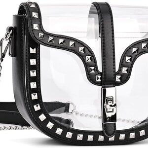 Clear Crossbody Bag for Women Stadium Approved- Vegan Leather See-Through Purse